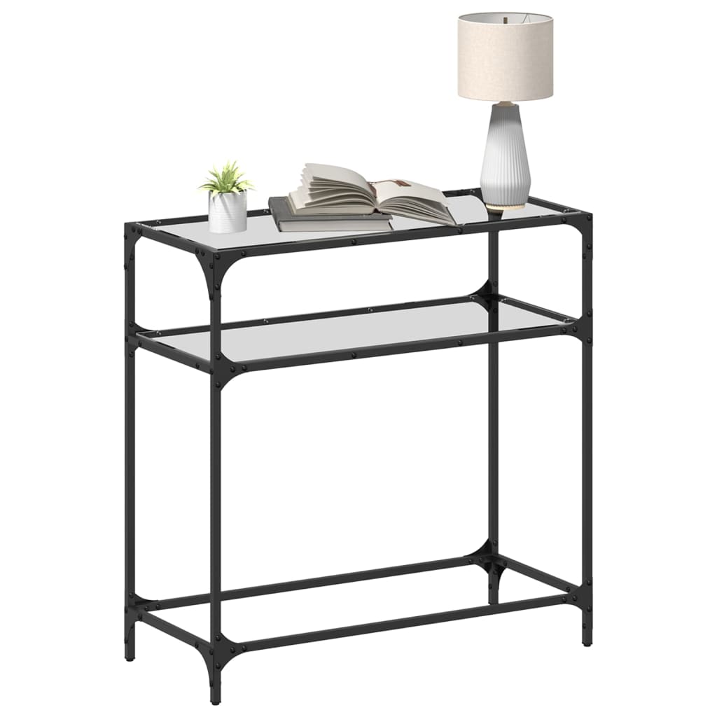 Console Table with Transparent Glass Top 80x35x81 cm Steel - Bargainia.com - 8721102637896 - 846024