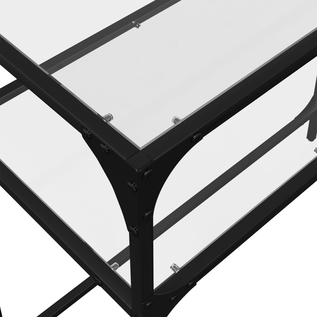 Console Table with Transparent Glass Top 80x35x81 cm Steel - Bargainia.com - 8721102637896 - 846024