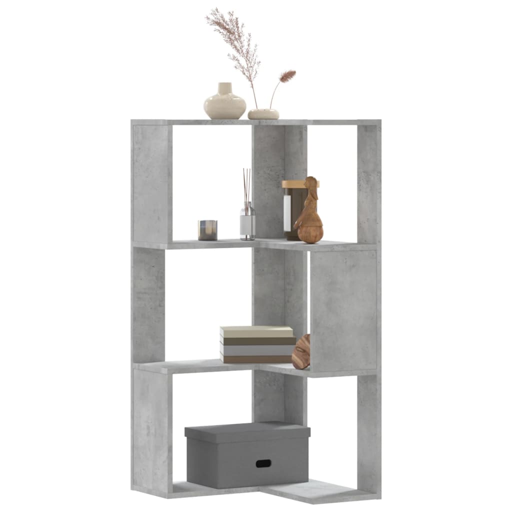 Corner Bookcase 3 - Tier Concrete Grey 50x50x102 cm Engineered Wood - Bargainia.com - 8721102948510 - 852594