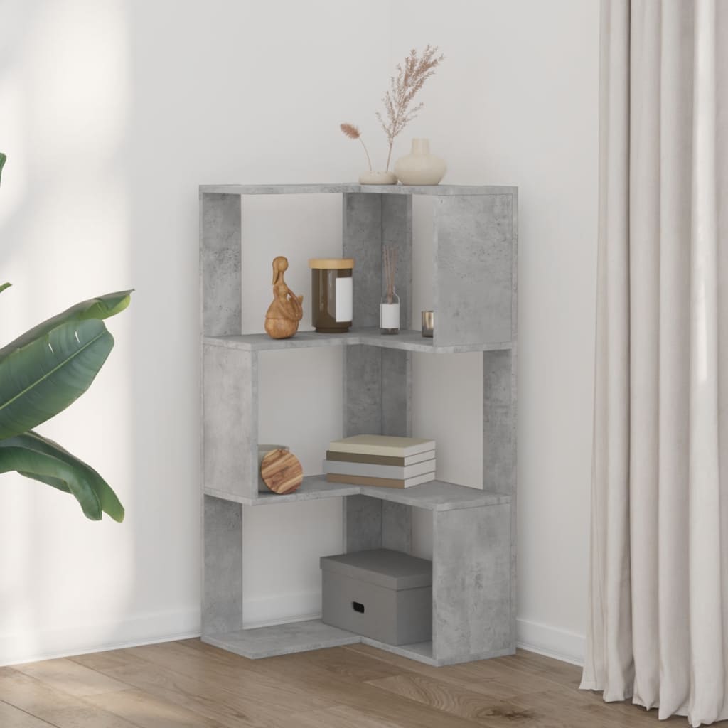 Corner Bookcase 3 - Tier Concrete Grey 50x50x102 cm Engineered Wood - Bargainia.com - 8721102948510 - 852594