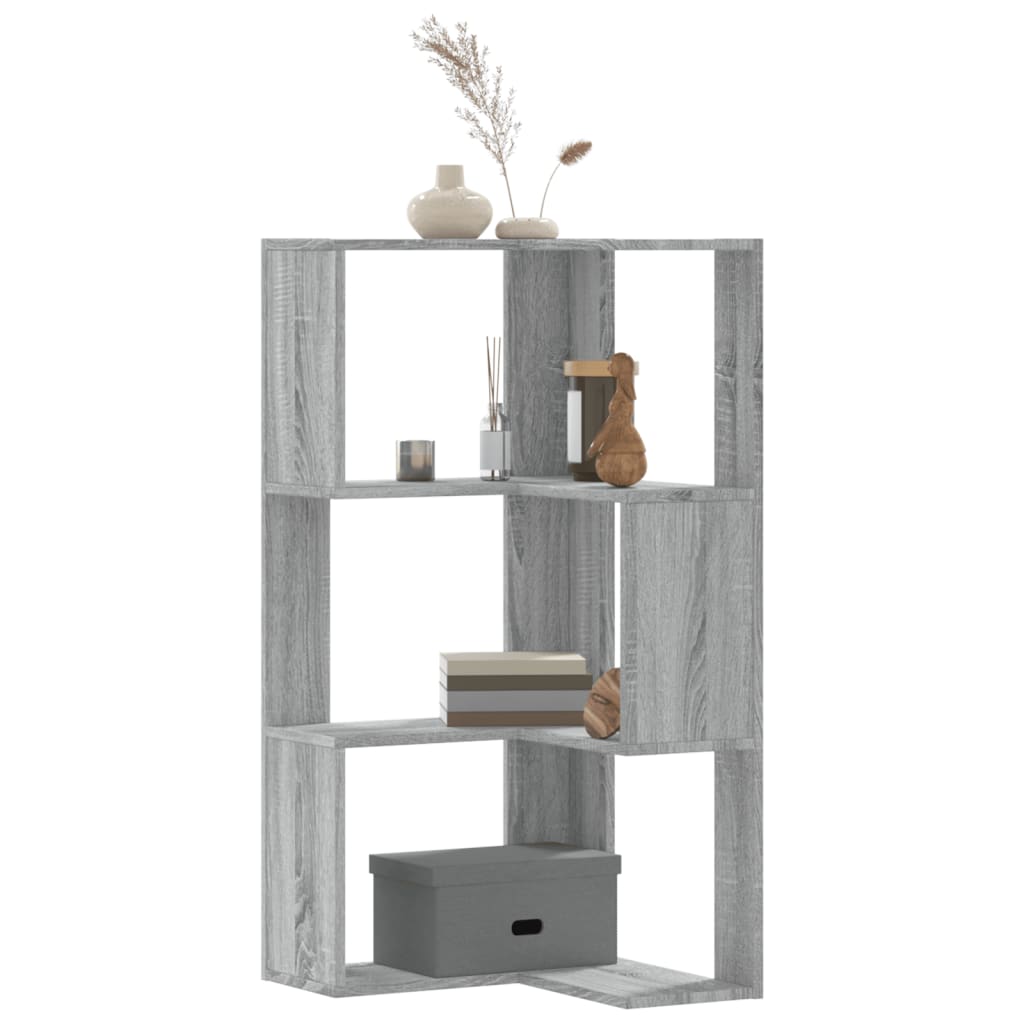 Corner Bookcase 3 - Tier Grey Sonoma 50x50x102 cm Engineered Wood - Bargainia.com - 8721102948534 - 852596