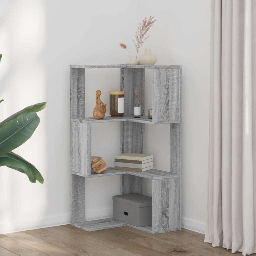 Corner Bookcase 3 - Tier Grey Sonoma 50x50x102 cm Engineered Wood - Bargainia.com - 8721102948534 - 852596