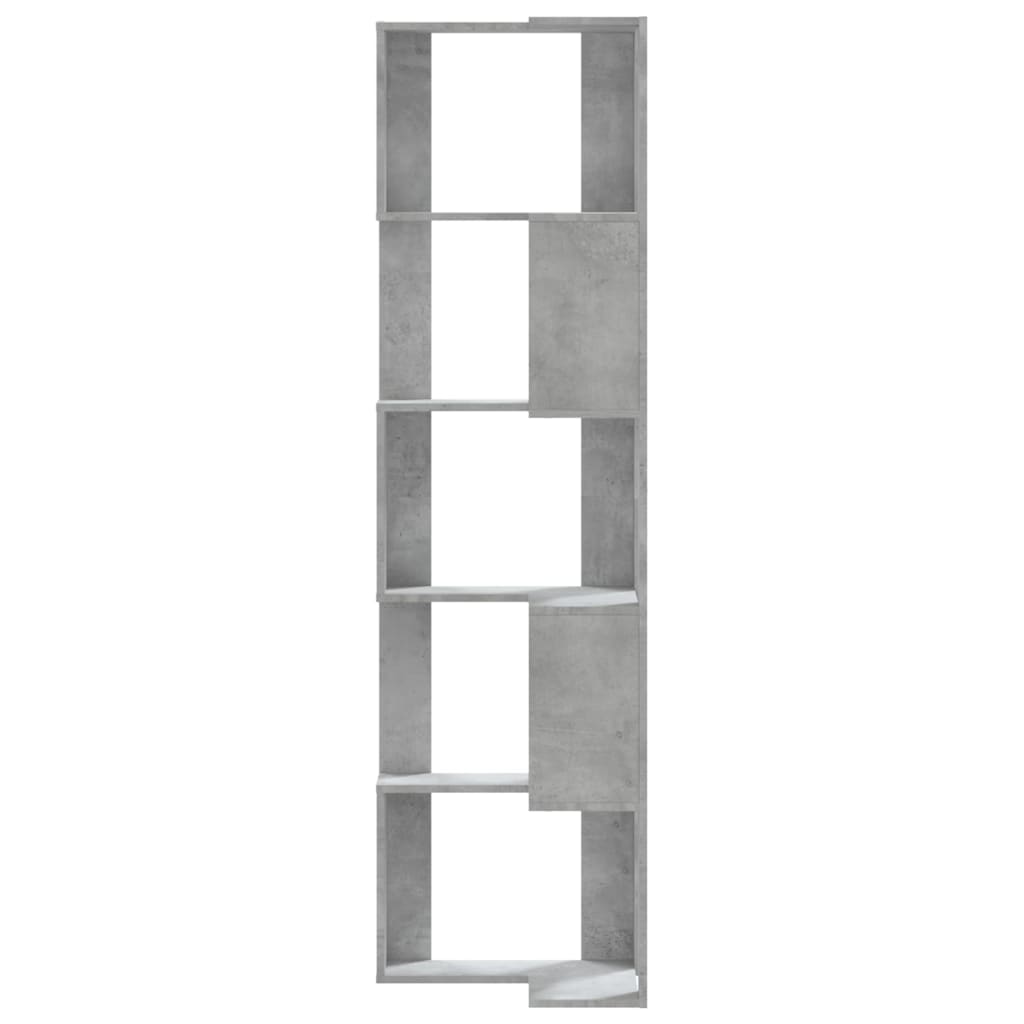 Corner Bookcase 5 - Tier Concrete Grey 50x50x179 cm Engineered Wood - Bargainia.com - 
