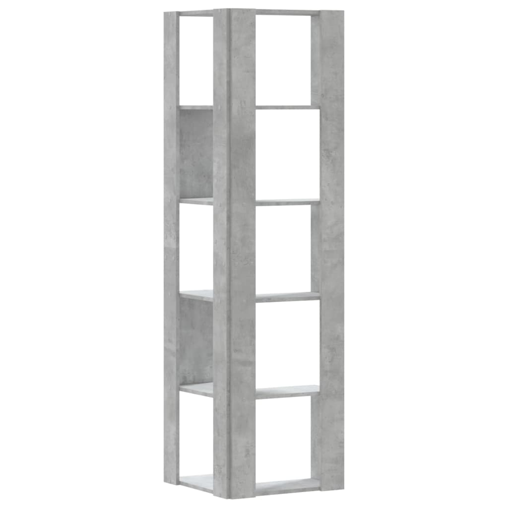 Corner Bookcase 5 - Tier Concrete Grey 50x50x179 cm Engineered Wood - Bargainia.com - 