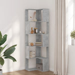 Corner Bookcase 5 - Tier Concrete Grey 50x50x179 cm Engineered Wood - Bargainia.com - 