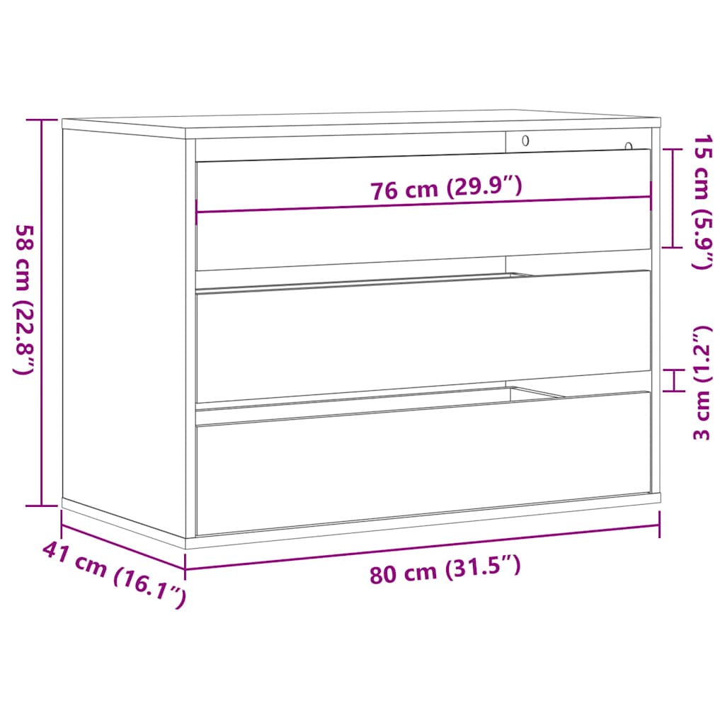 Corner Chest of Drawers Black 80x41x58 cm Engineered Wood - Bargainia.com - 