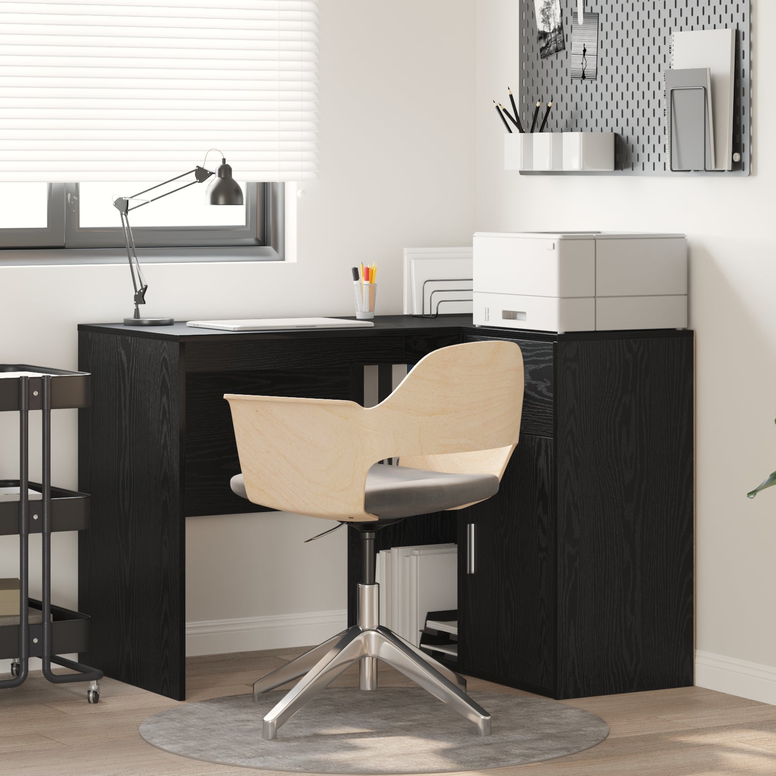Corner Desk Black Oak 102x88x75 cm Engineered Wood - Bargainia.com - 