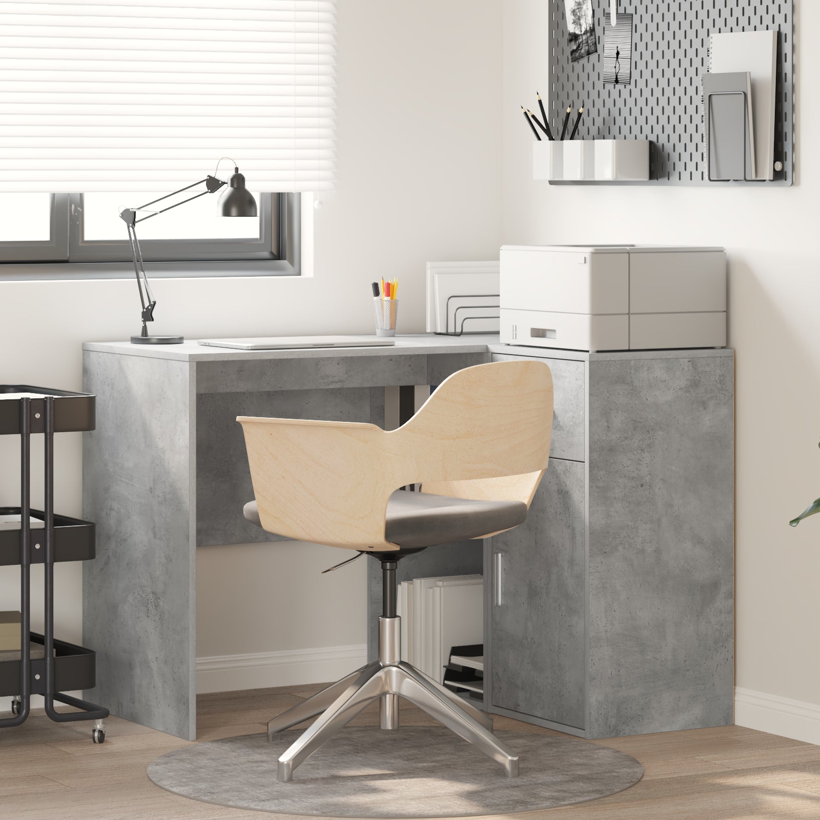 Corner Desk Concrete Grey 102x88x75 cm Engineered Wood - Bargainia.com - 
