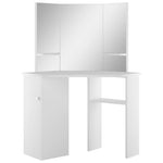 Corner Dressing Table Cosmetic Table Make - up Table White - Bargainia.com - 