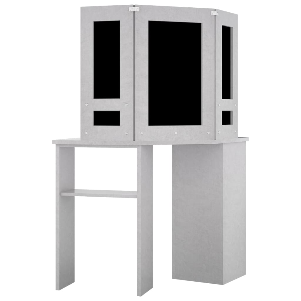 Corner Dressing Table with LED Concrete Grey 111x54x141.5 cm - Bargainia.com - 