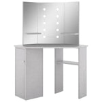 Corner Dressing Table with LED Concrete Grey 111x54x141.5 cm - Bargainia.com - 