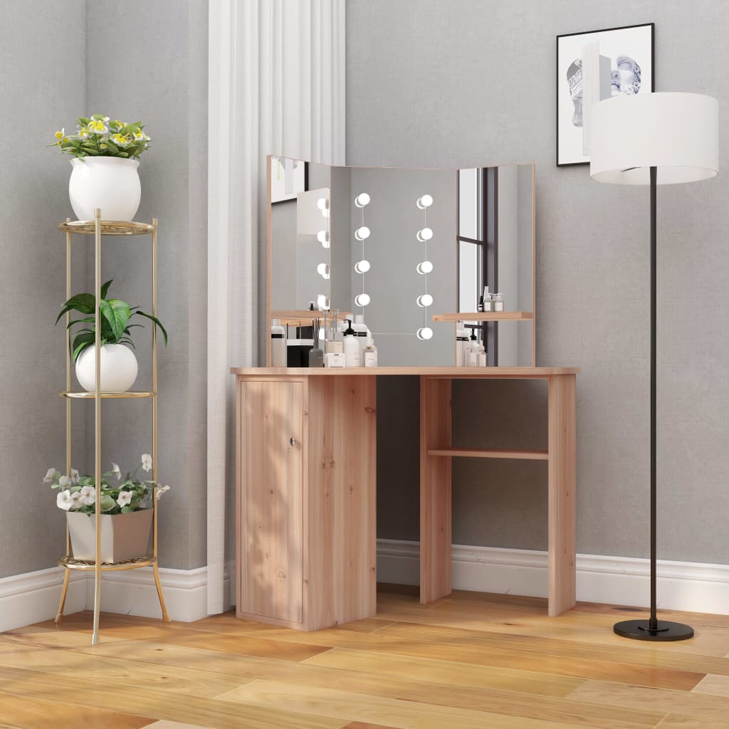 Corner Dressing Table with LED Oak 111x54x141.5 cm - Bargainia.com - 8720286332962 - 326533