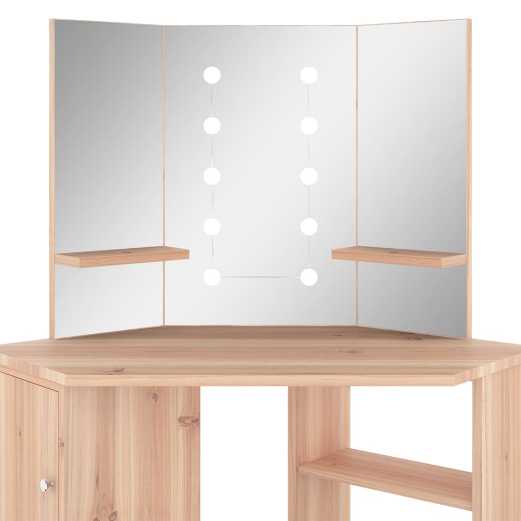 Corner Dressing Table with LED Oak 111x54x141.5 cm - Bargainia.com - 8720286332962 - 326533
