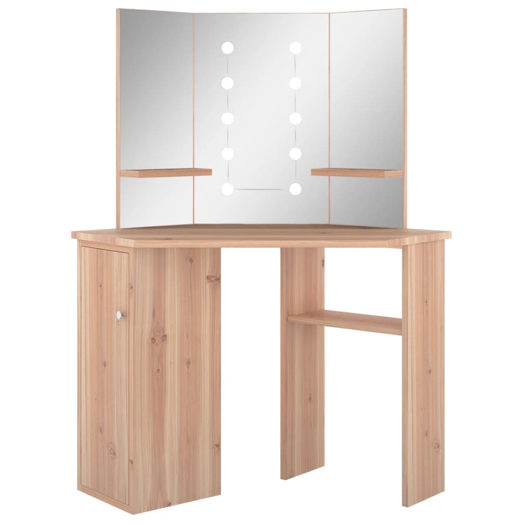 Corner Dressing Table with LED Oak 111x54x141.5 cm - Bargainia.com - 8720286332962 - 326533