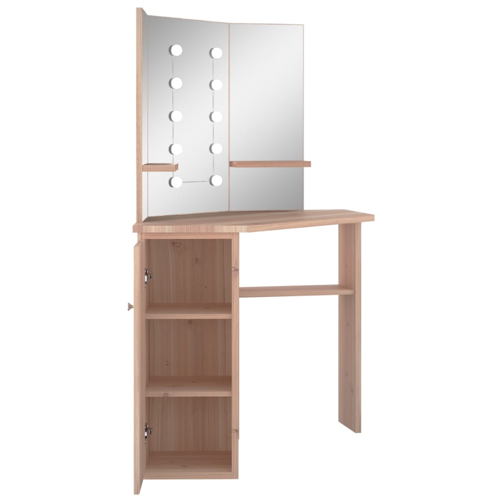 Corner Dressing Table with LED Oak 111x54x141.5 cm - Bargainia.com - 8720286332962 - 326533