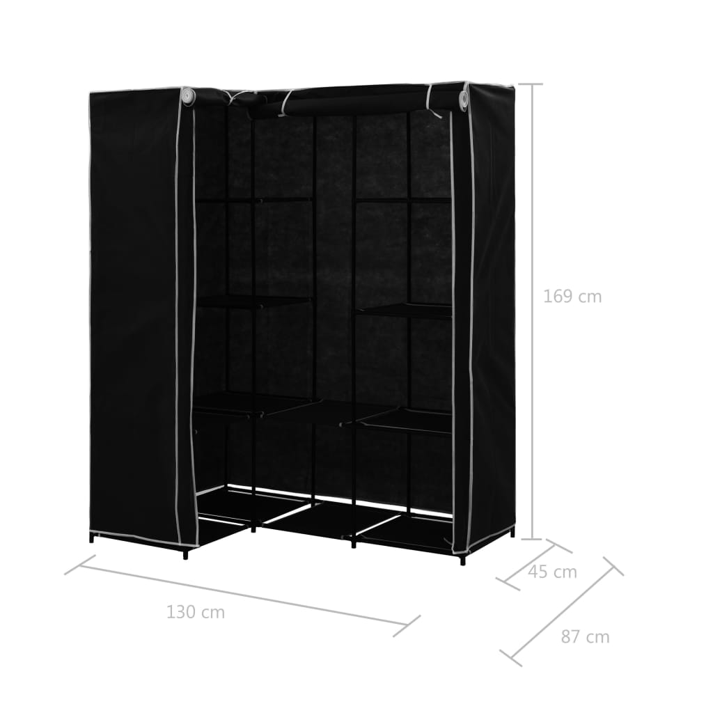 Corner Wardrobe Black 130x87x169 cm - Bargainia.com - 