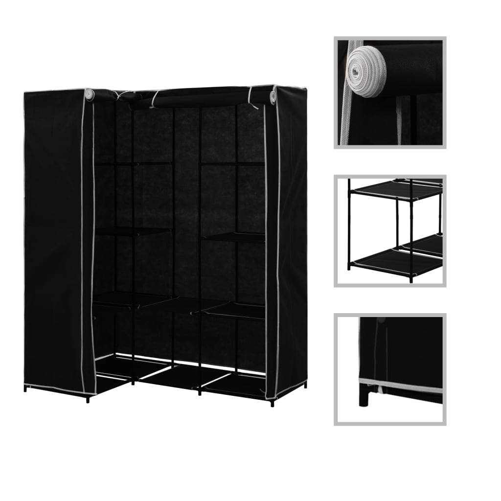 Corner Wardrobe Black 130x87x169 cm - Bargainia.com - 