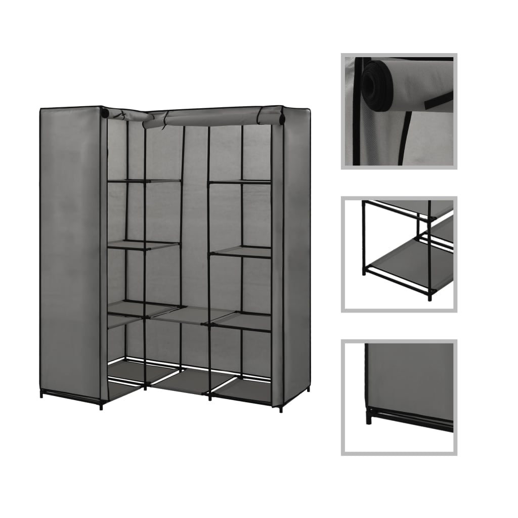Corner Wardrobe Grey 130x87x169 cm - Bargainia.com - 