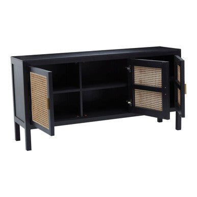 Corso Black Sideboard with 3 Rattan Doors - Bargainia.com - 5018705482538