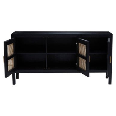 Corso Black Sideboard with 3 Rattan Doors - Bargainia.com - 5018705482538