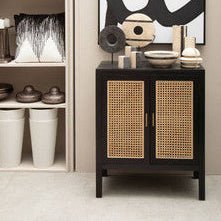 Corso Black Sideboard with Two Rattan Doors - Bargainia.com - 5018705482521