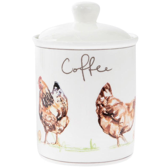 Country Life Chickens Fine China Coffee Canister - 16cm-5010792936048-Bargainia.com