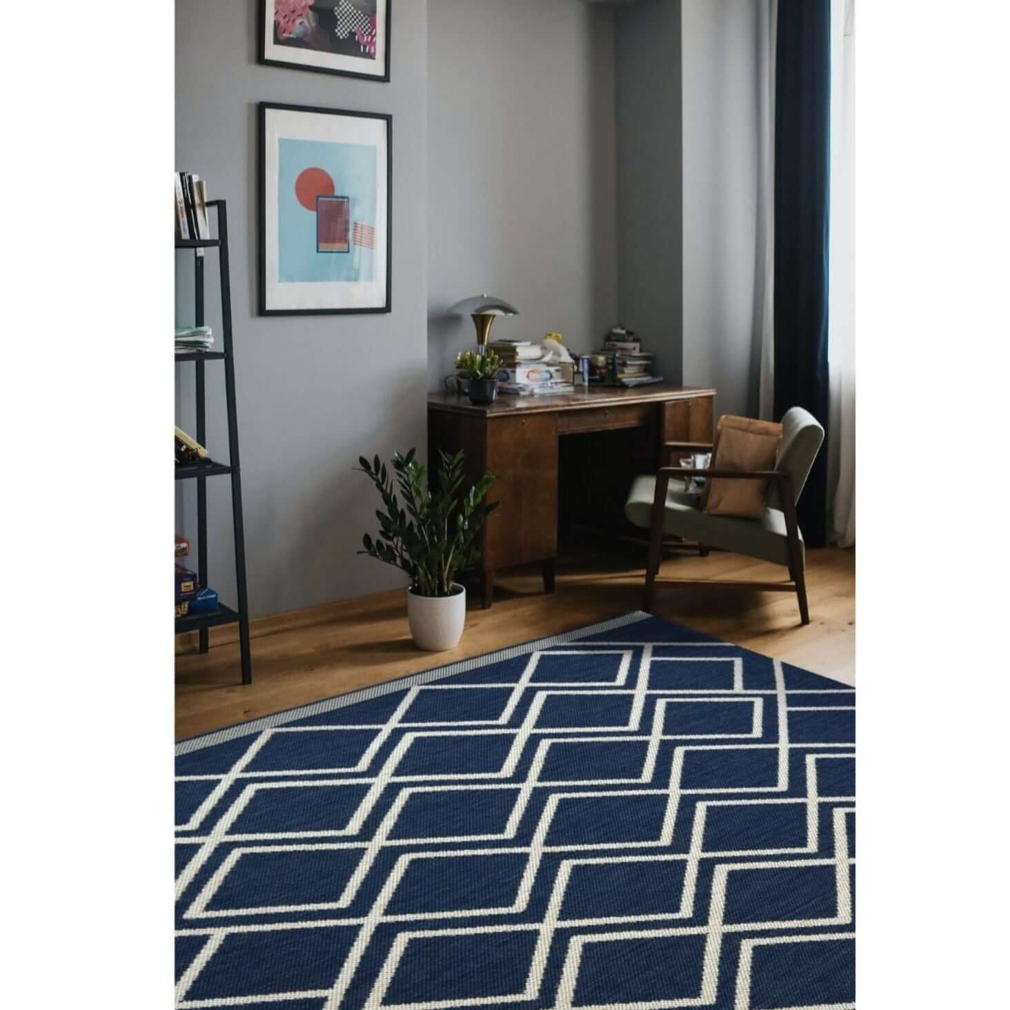 County Diamonds Indoor/Outdoor Rug | 11651A - Bargainia.com - 5053095227420 - 11651A-NAVY-080/150