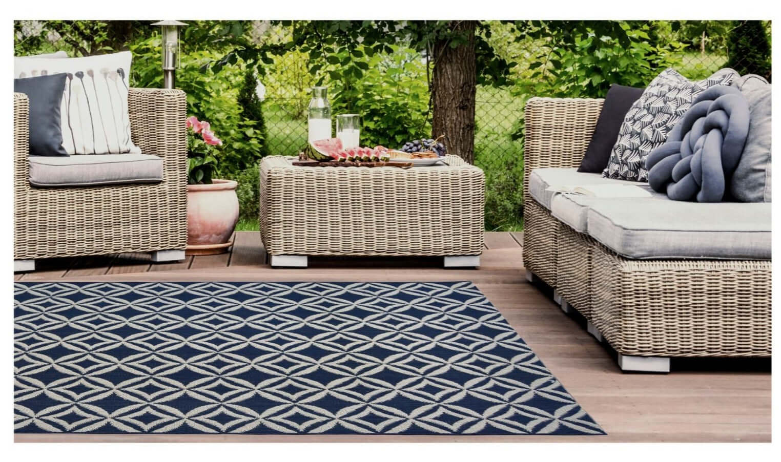 County Geo Indoor/Outdoor Rug | 11419A - Bargainia.com - 5053095227536 - 11419A-NAVY080/150