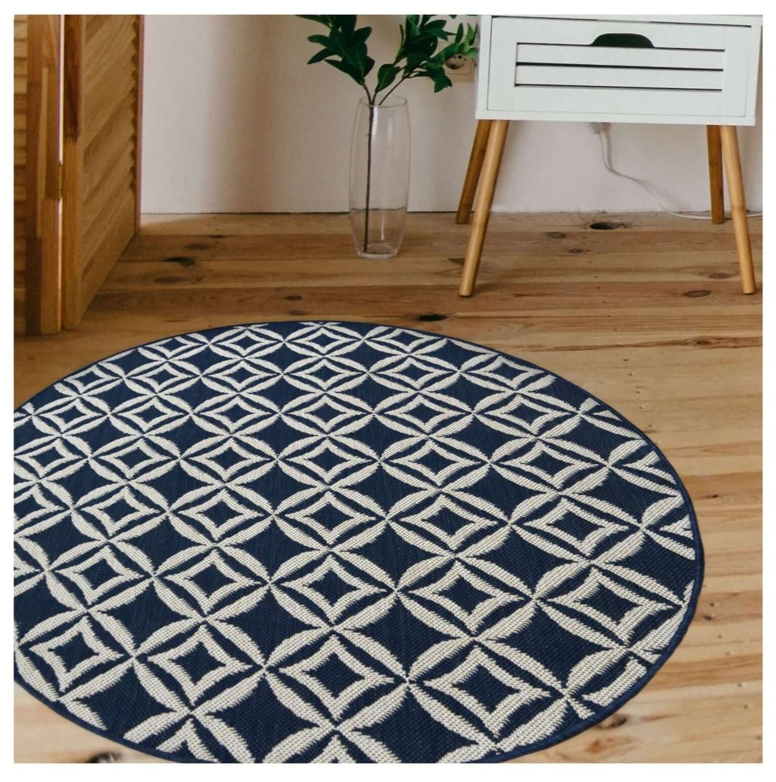 County Geo Indoor/Outdoor Rug | 11419A - Bargainia.com - 5053095227543 - 11419A-NAVY120/120
