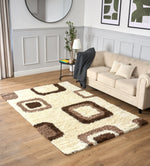 Cream Boxed Thick Shaggy Rug - California - Bargainia.com - 