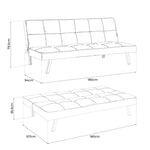 Cream Click Clack 3 Seater Sofa Bed - Britney - Bargainia.com - 