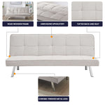 Cream Click Clack 3 Seater Sofa Bed - Britney - Bargainia.com - 