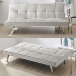 Cream Click Clack 3 Seater Sofa Bed - Britney - Bargainia.com - 
