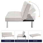 Cream Click Clack 3 Seater Sofa Bed - Britney - Bargainia.com - 