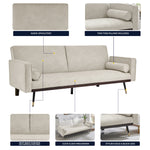 Cream Sofa Bed 3 Seater Faux Suede Click Clack - Jenna - Bargainia.com - 