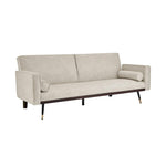Cream Sofa Bed 3 Seater Faux Suede Click Clack - Jenna - Bargainia.com - 