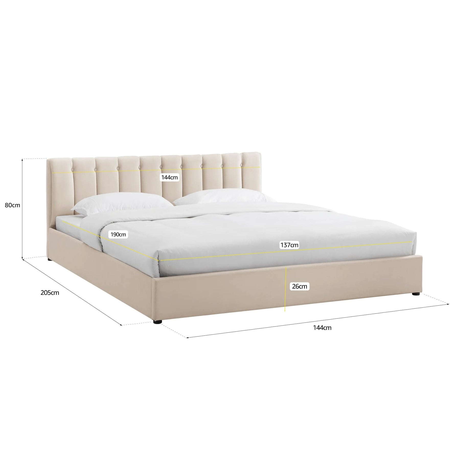 Cream Velvet Plush Ottoman Storage Bed Frame - Double - Bargainia.com - 