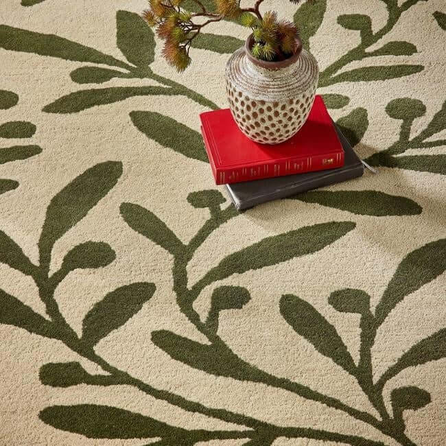 Cream Wool Rug Floral Design - Bargainia.com - 