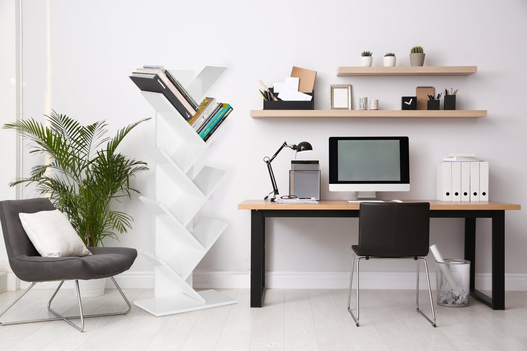 Criss Cross Tree Book Shelf - White - Bargainia.com - 