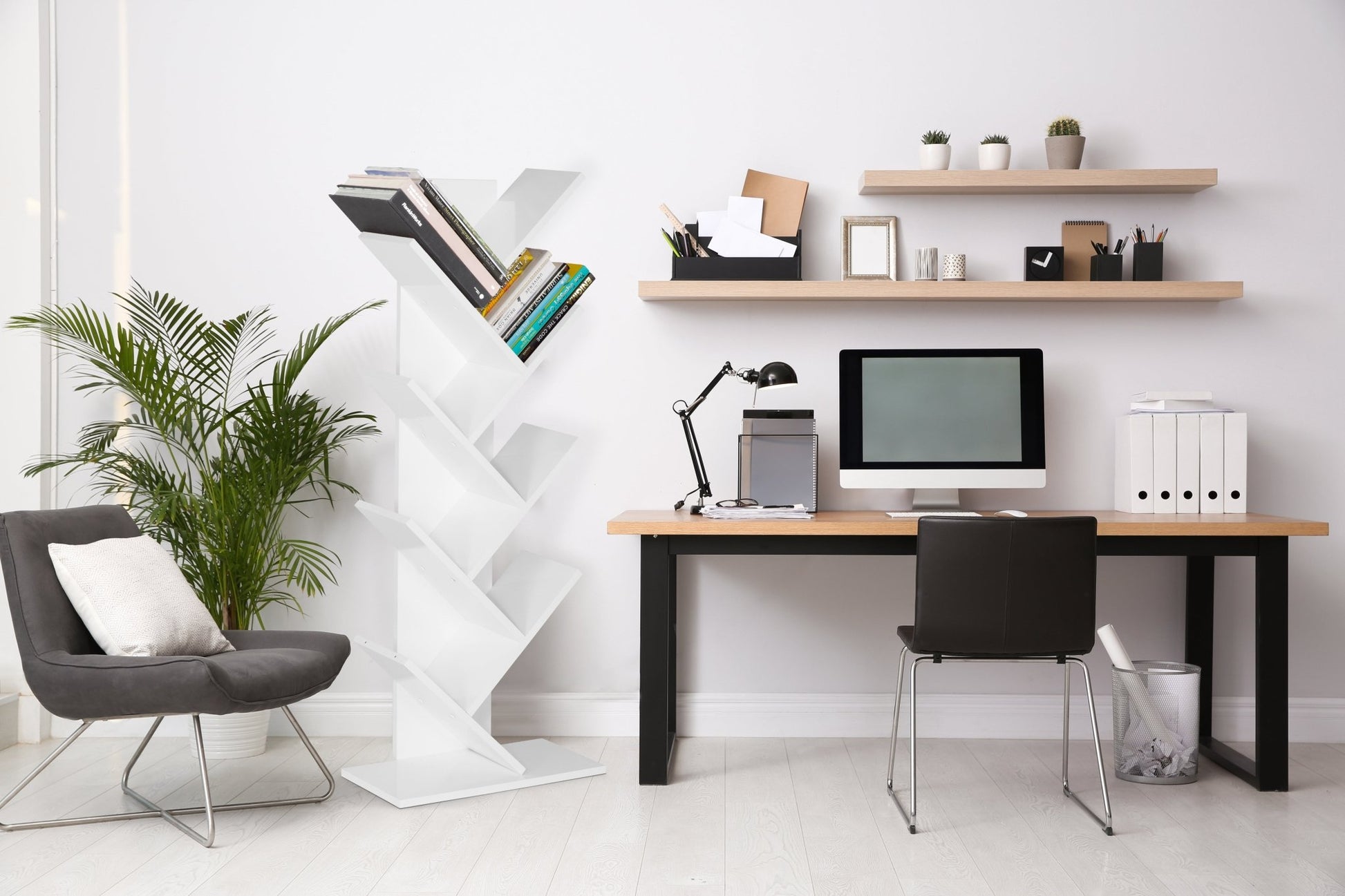 Criss Cross Tree Book Shelf - White Shelving Clearance