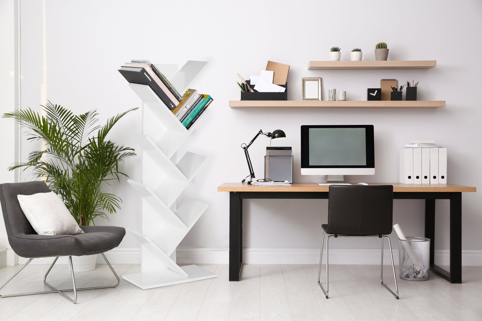 Criss Cross Tree Book Shelf - White Shelving Clearance