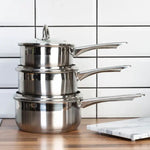 Crosse Set of 3 Stainless Steel Saucepan with Lids - Bargainia.com - 5018705673271