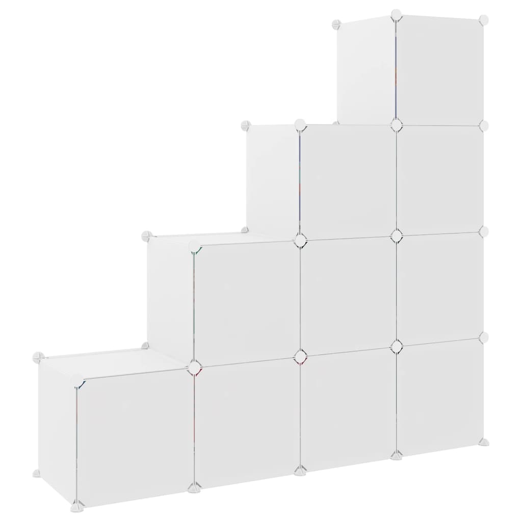 Cube Storage Cabinet for Kids with 10 Cubes White PP - Bargainia.com - 