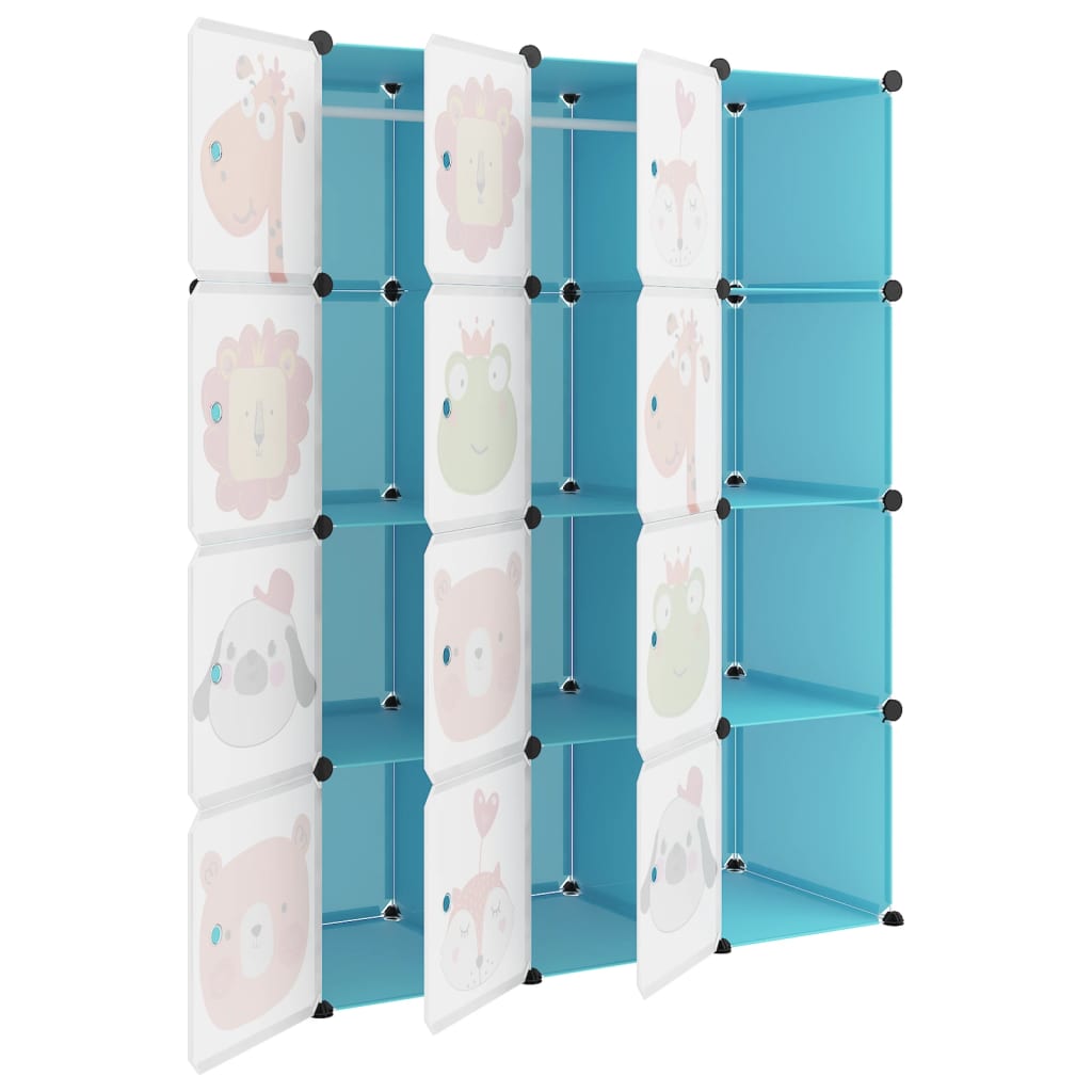 Cube Storage Cabinet for Kids with 12 Cubes Blue PP - Bargainia.com - 