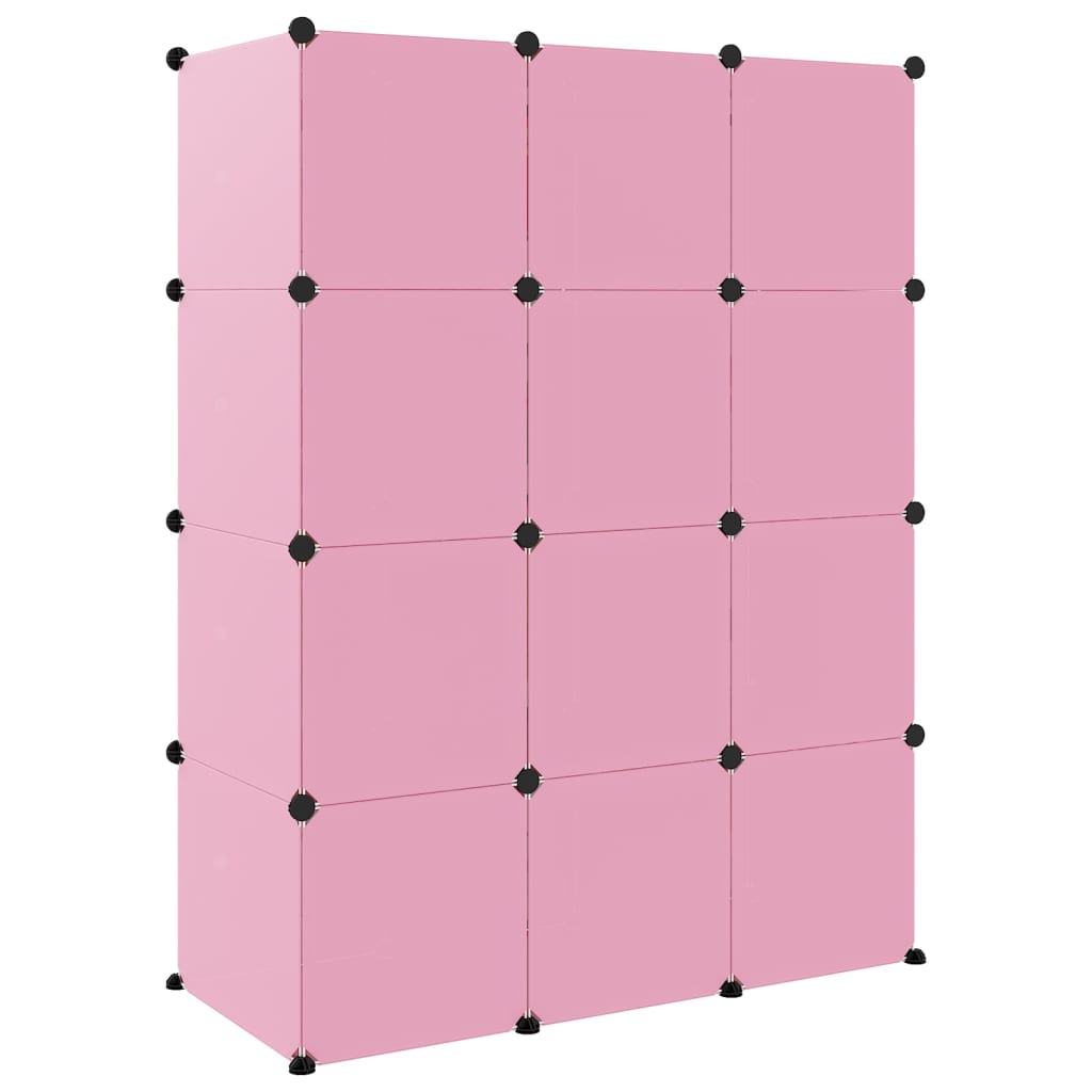 Cube Storage Cabinet for Kids with 12 Cubes Pink PP - Bargainia.com - 