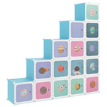 Cube Storage Cabinet for Kids with 15 Cubes Blue PP - Bargainia.com - 