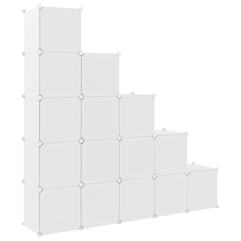 Cube Storage Cabinet for Kids with 15 Cubes White PP - Bargainia.com - 