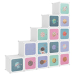 Cube Storage Cabinet for Kids with 15 Cubes White PP - Bargainia.com - 