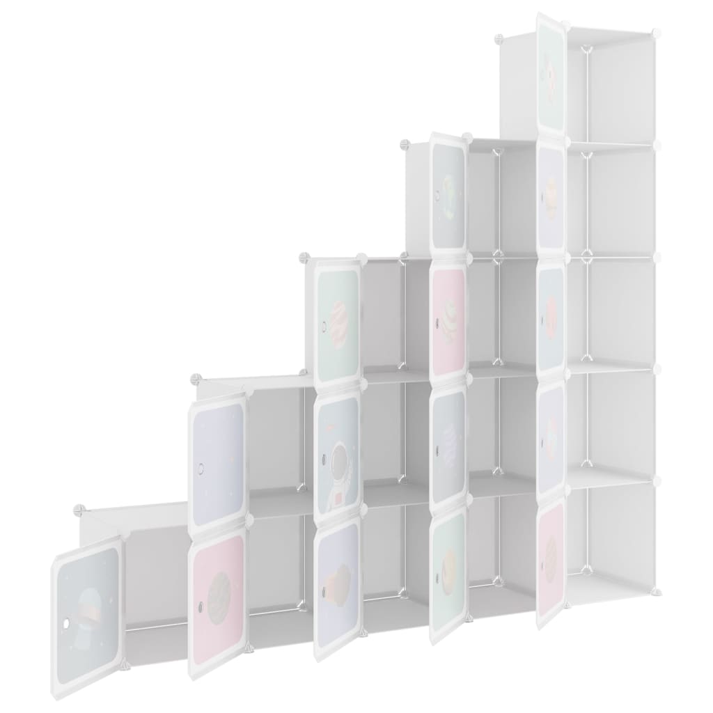 Cube Storage Cabinet for Kids with 15 Cubes White PP - Bargainia.com - 8720286849781 - 340575