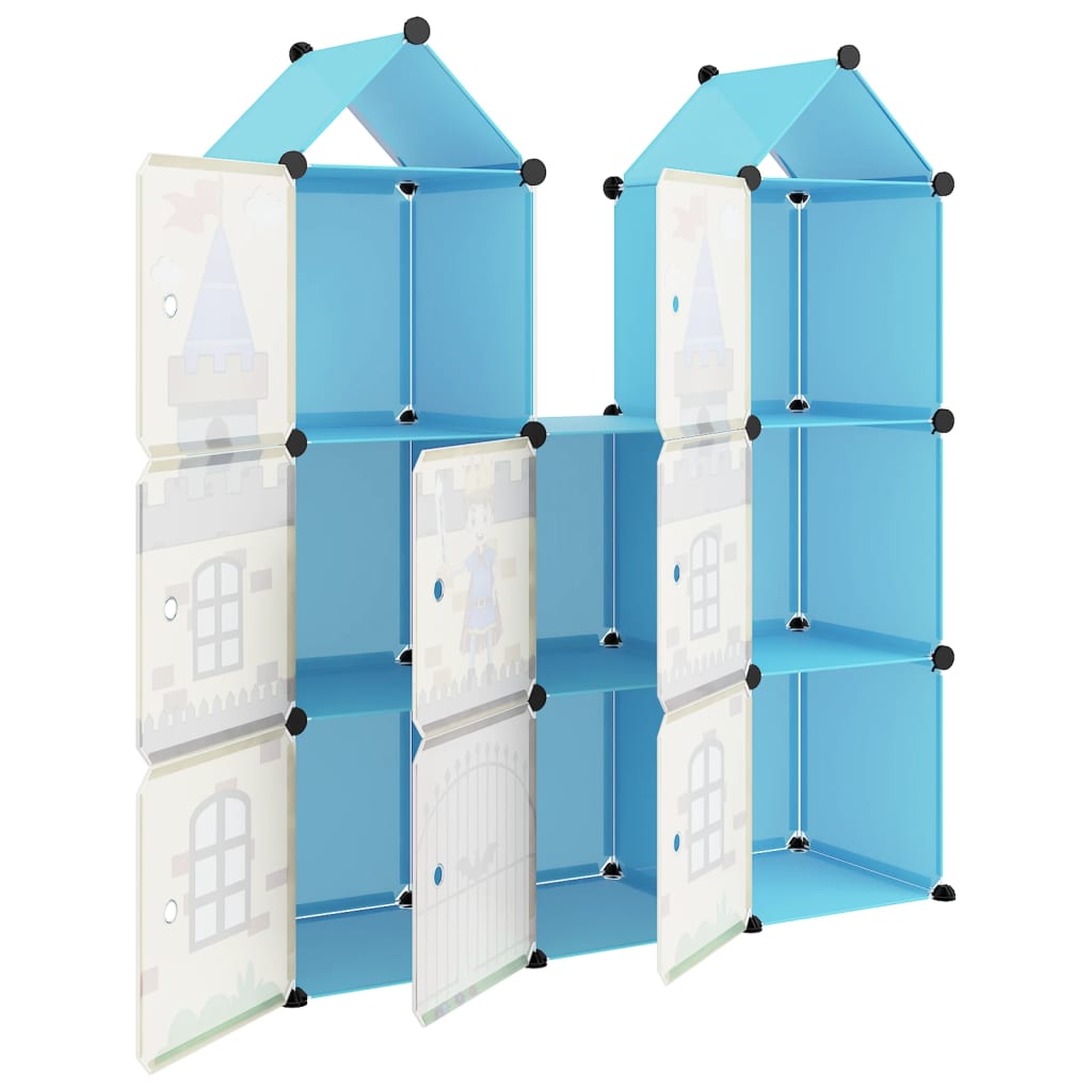 Cube Storage Cabinet for Kids with 8 Cubes Blue PP - Bargainia.com - 